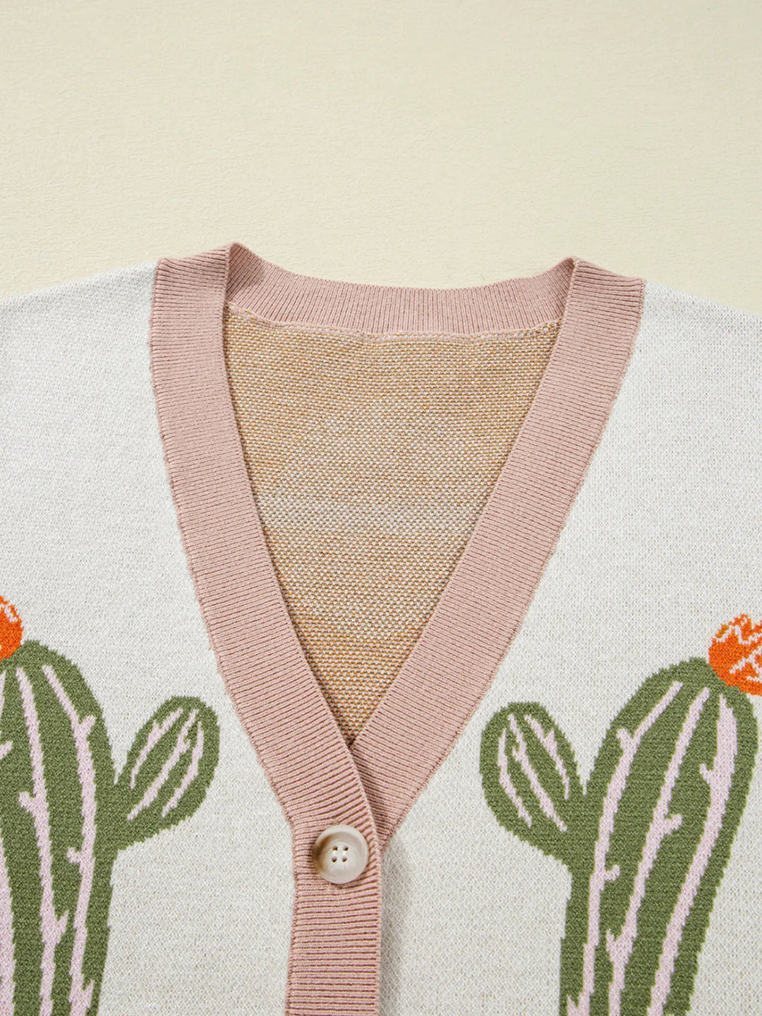 Desert Cactus Buttoned Front Sweater Cardigan