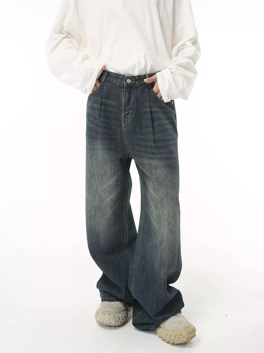 Men's Vintage Wash Wide Leg Jeans