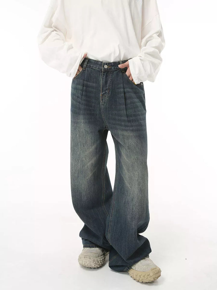 Men's Vintage Wash Wide Leg Jeans