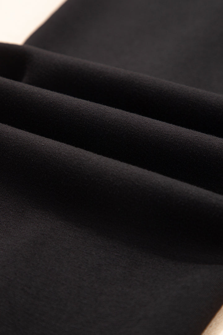 Black Exposed Seam Detail Skinny Drawstring Jogger Pants