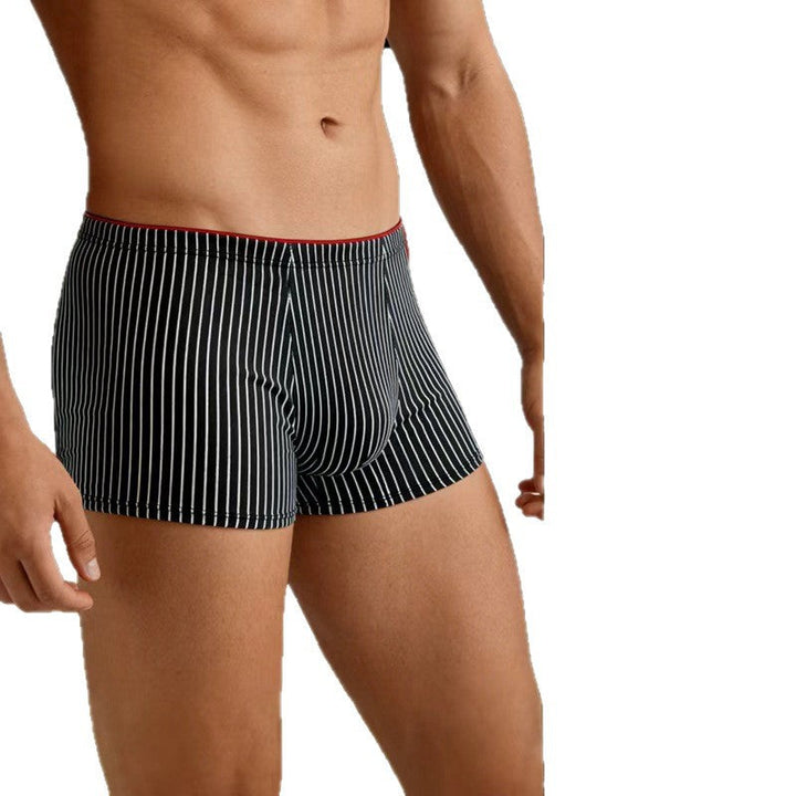 Striped Antibacterial Breathable Mid Rise Plus Size Mens Underwear