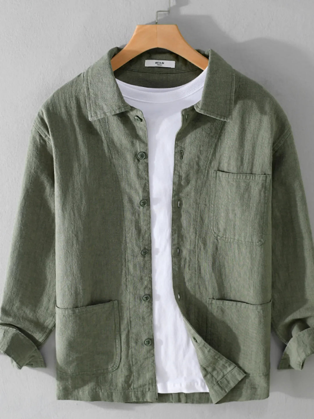 Men's Plus Size Button-Up Shirt with Chest Pocket