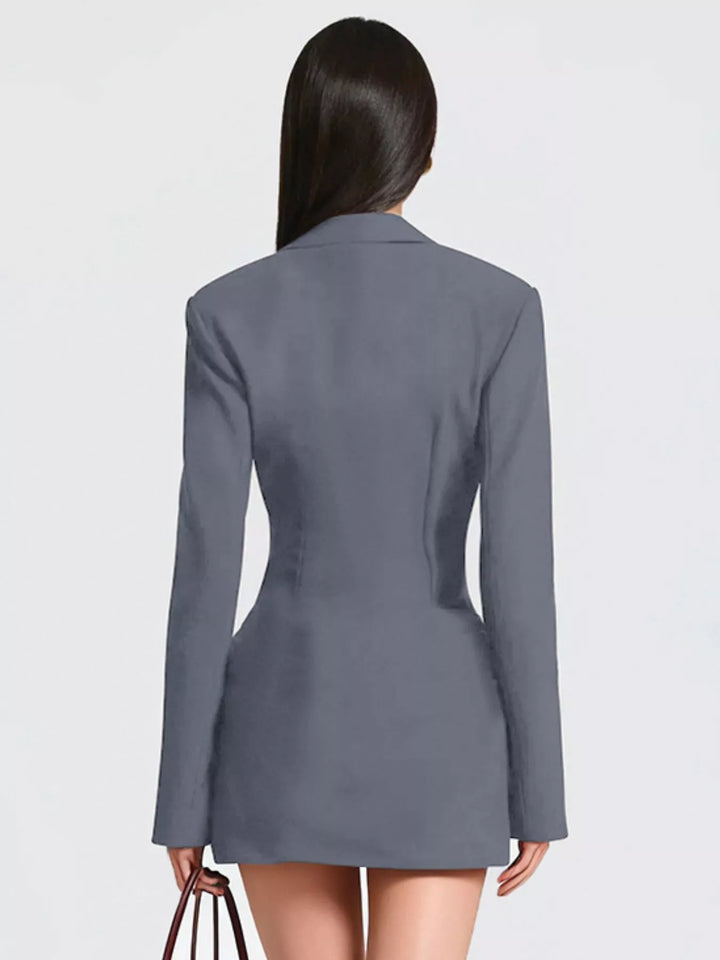 Full Size Blazer-Style Long Sleeve Mini Dress Plus Size