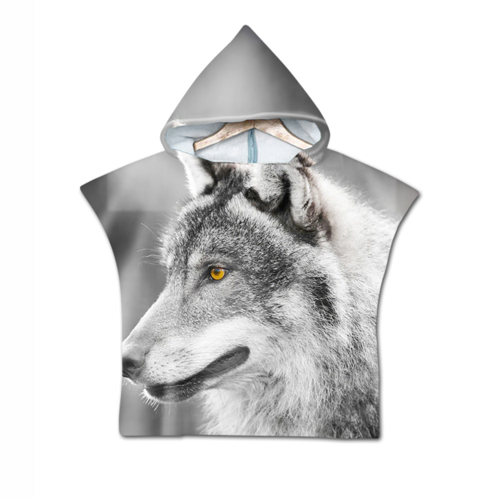 Embroidery 2-Day Delivery Embroidery Animal Digital Print Beach Towel Kids Children Hooded Bath Towel Microfiber