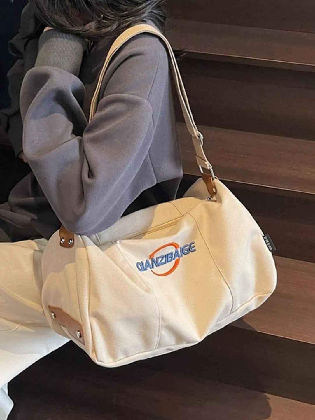 Canvas Duffel Bag with Adjustable Shoulder Strap