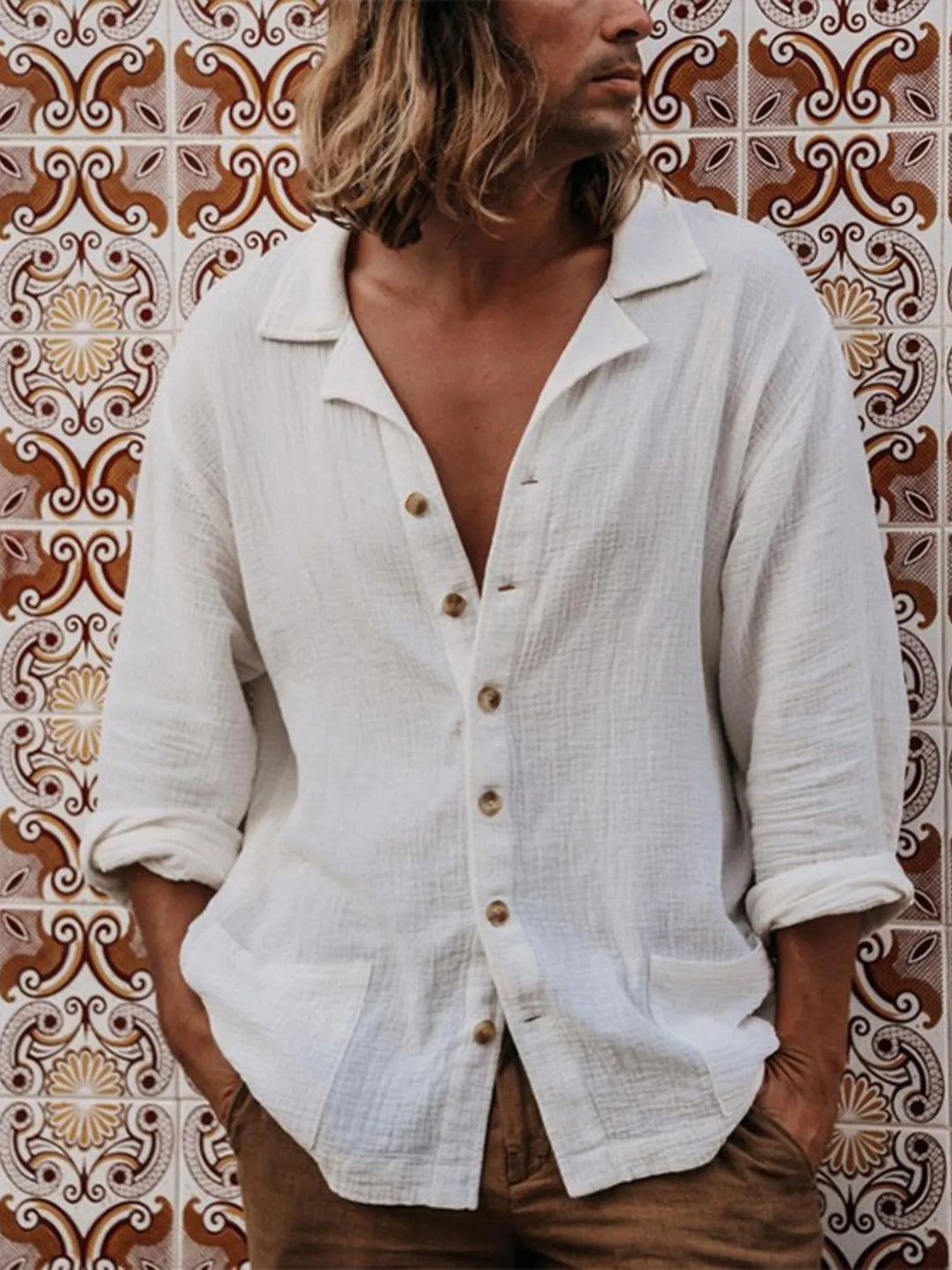 Men's Full Size Button Up Long Sleeve Shirt Plus Size