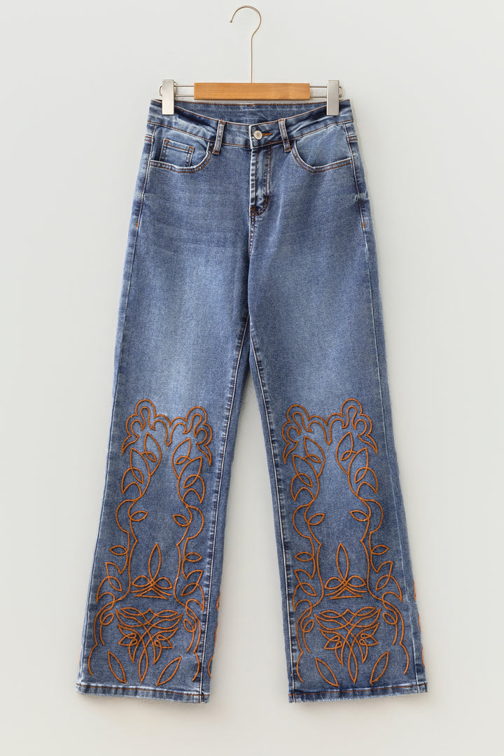 Ashleigh Blue Embroidered Flare Leg Jeans