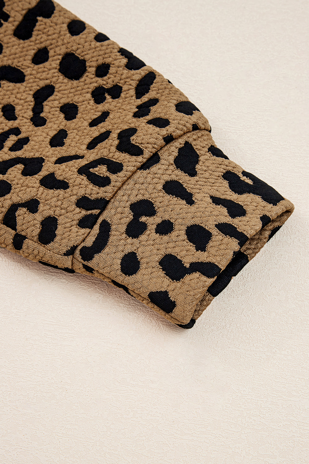 Brown Leopard Print Quarter Zip Sweatshirt