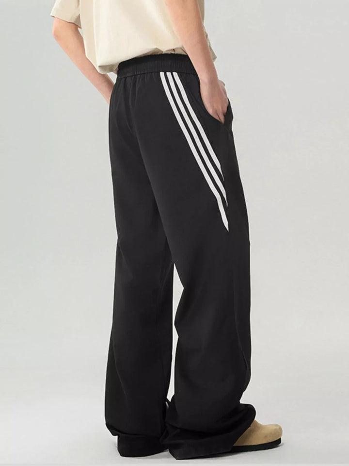 Men's Full Size Wide Leg Striped Casual Pants Plus Size