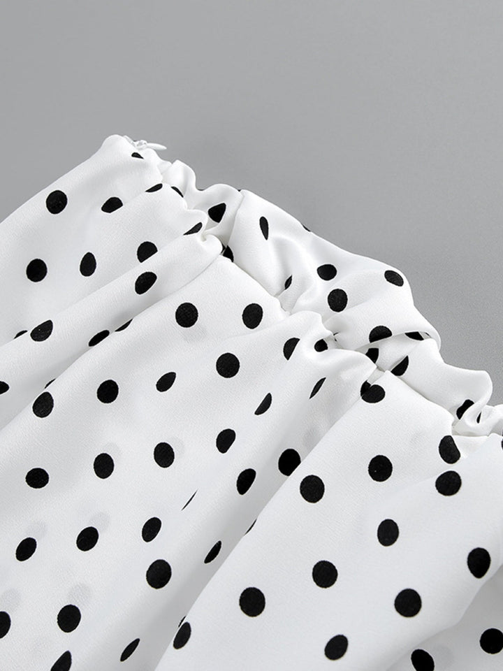 Polka Dot Ruffle Hem Maxi Skirt