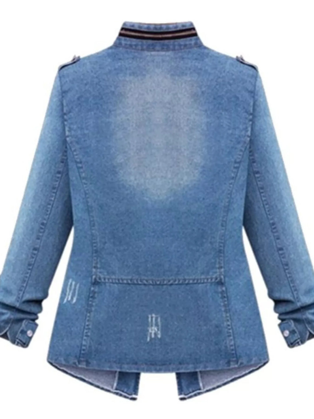Full Size Chest Pocket Zip Up Denim Jacket Plus Size