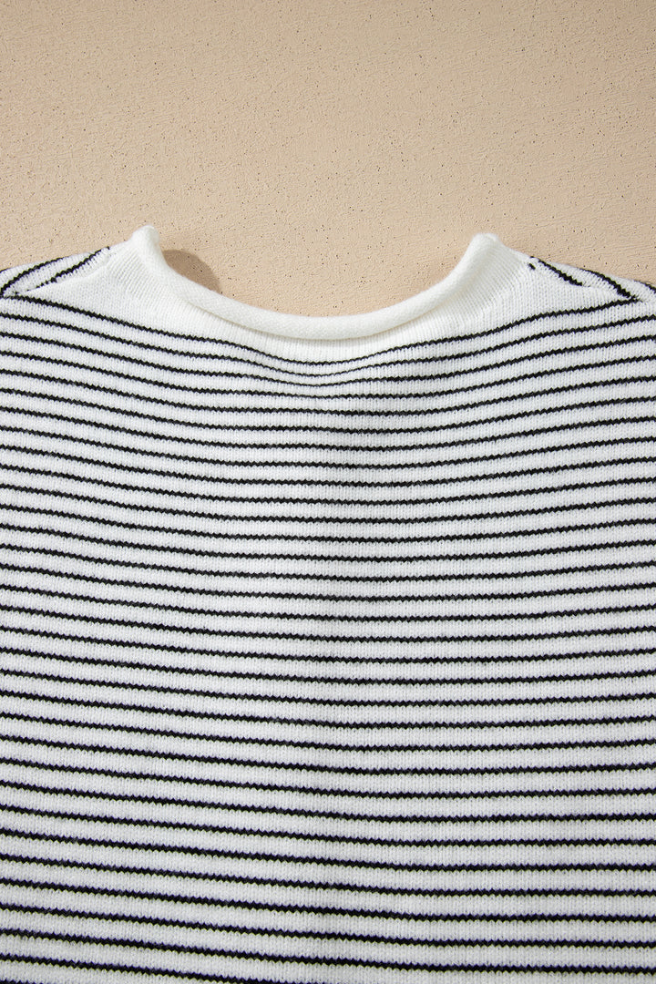 Black Stripe Contrast Trim Cap Sleeve Button Down Casual Cardigan