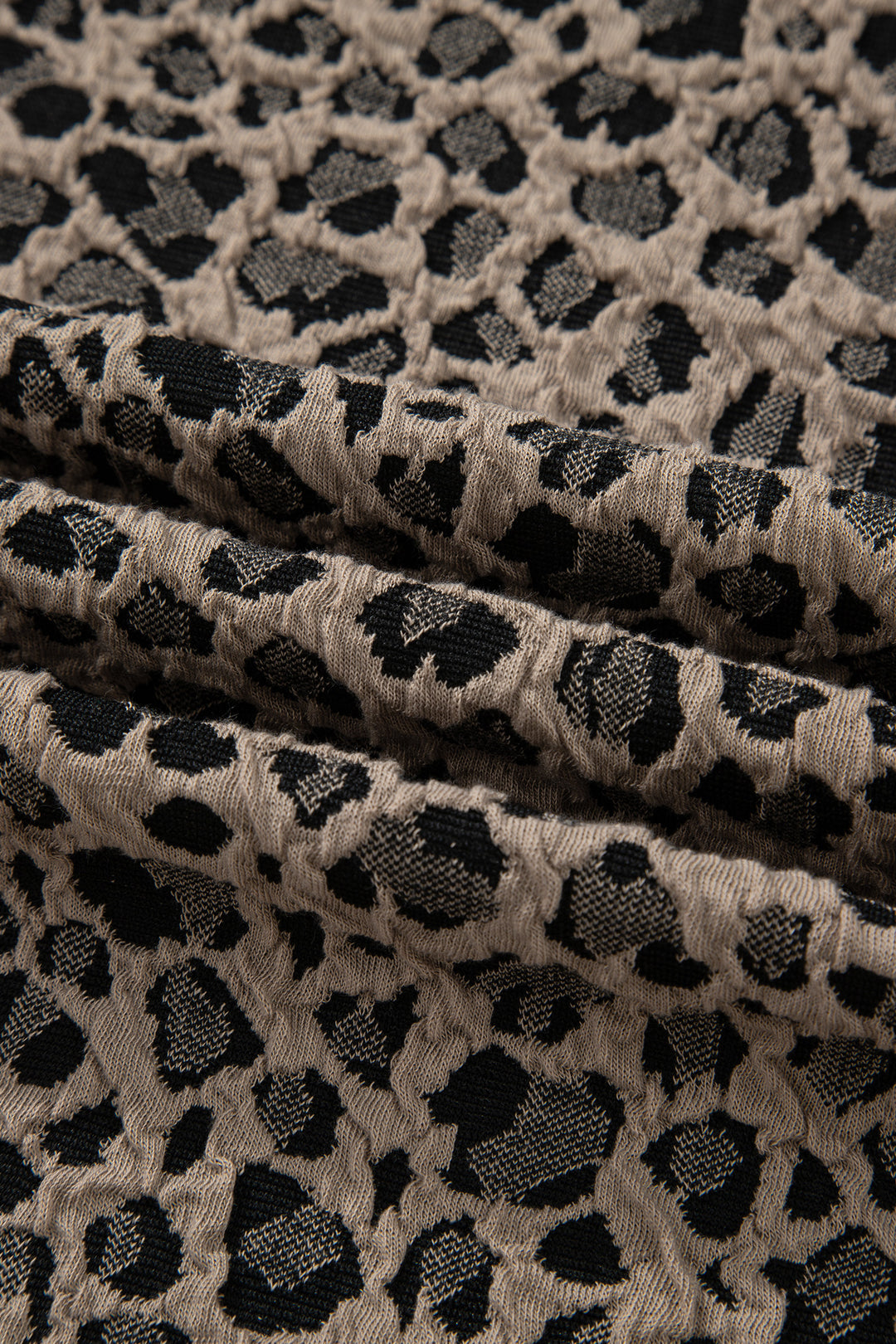 Khaki Leopard Print Textured Plus Size T Shirt