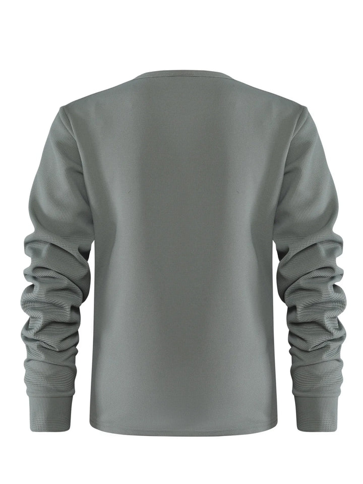 Men's Plus Size Waffle Knit Long Sleeve T-Shirt