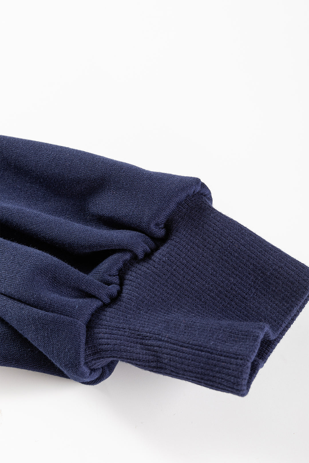 Navy Blue Contrast Piping Zipped Pullover Cropped Pants Set