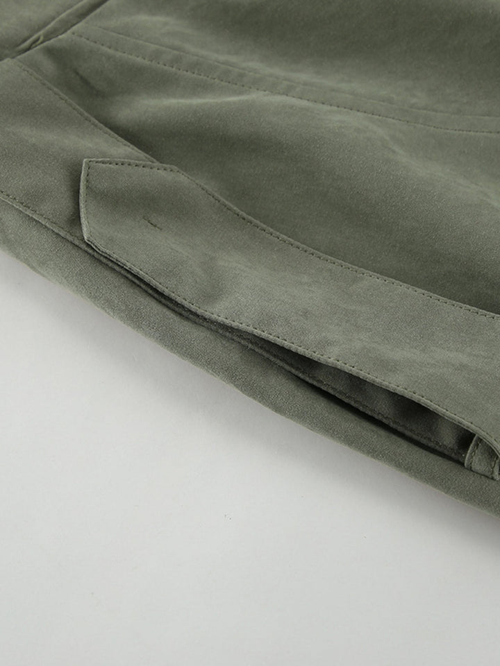 Lapel Collar Tie Waist Trench Jacket