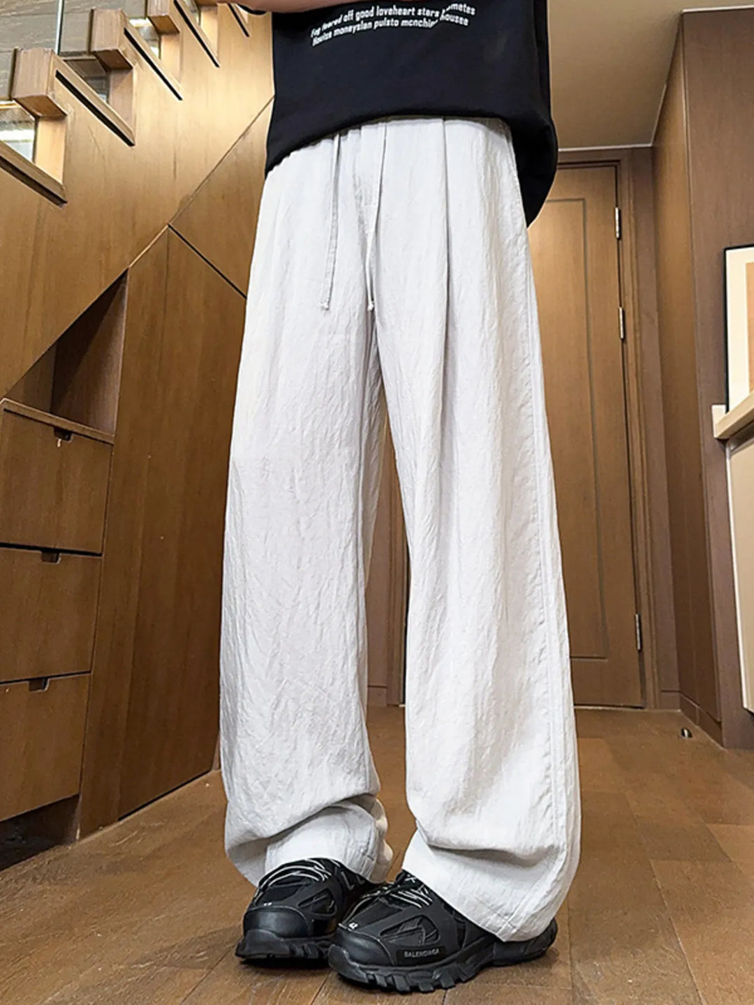 Men's Full Size Drawstring Wide Leg Casual Pants Plus Size