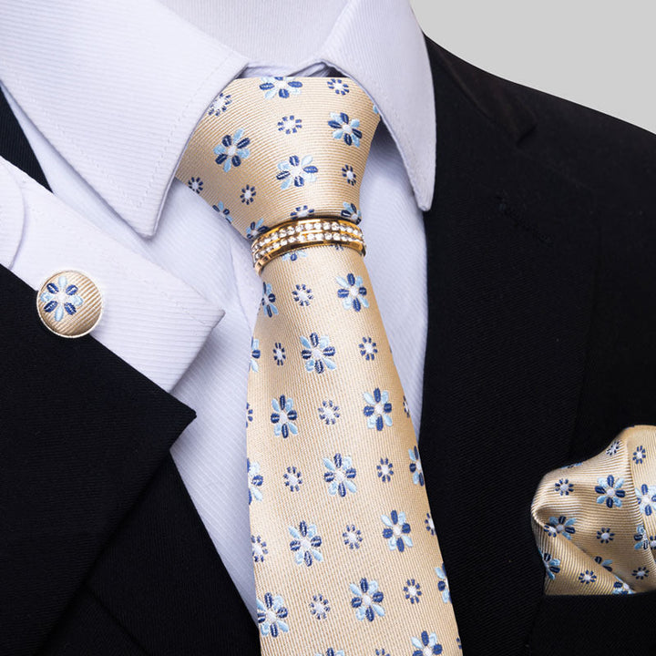 Multi Colored Striped Floral Mens Tie