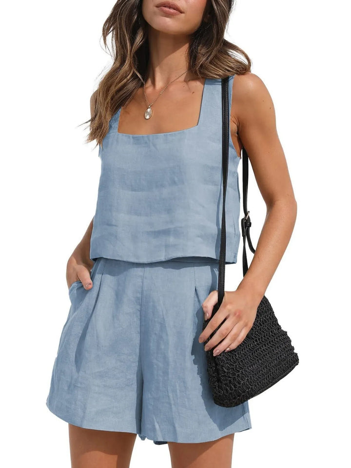 Square Neck Tank and Shorts Set