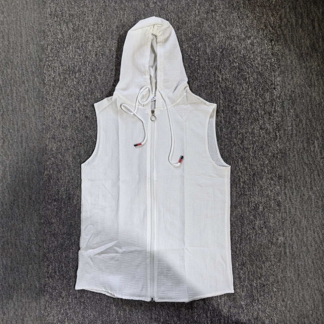 Mens Stylish Sleeveless Hooded Zip-up Cardigan
