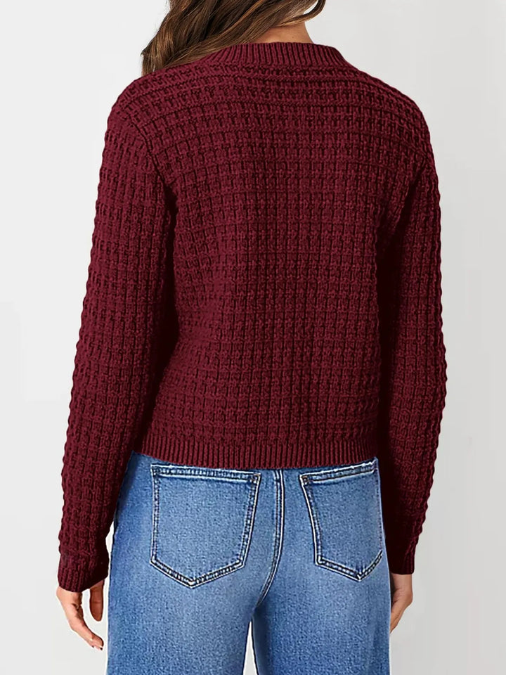 Textured Knit Button-Front Cardigan