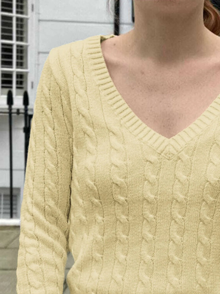 Cable Knit V-Neck Sweater