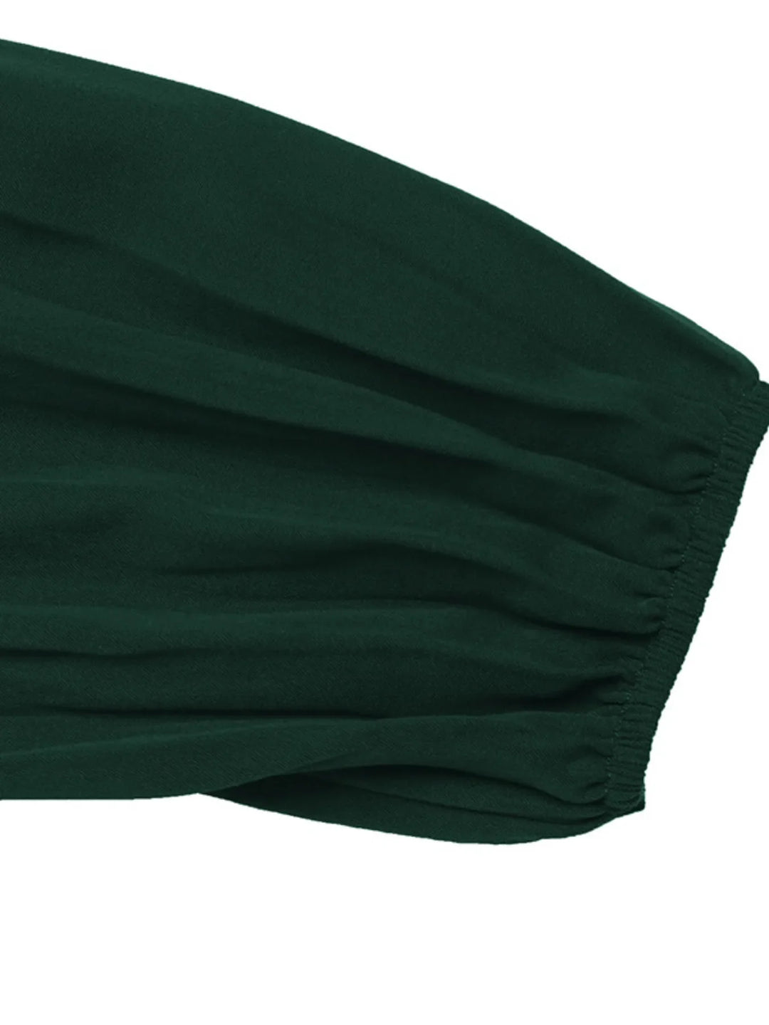 Pleated Round Neck Long Sleeve Dress