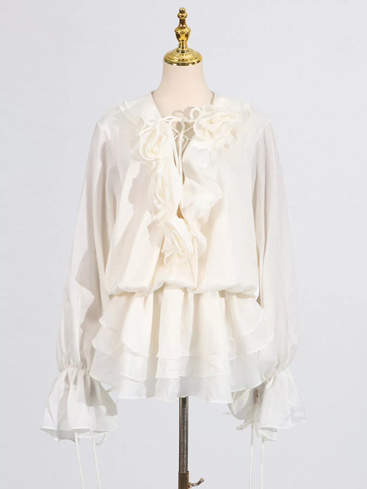 Ruffled Flounce Sleeve Mini Dress