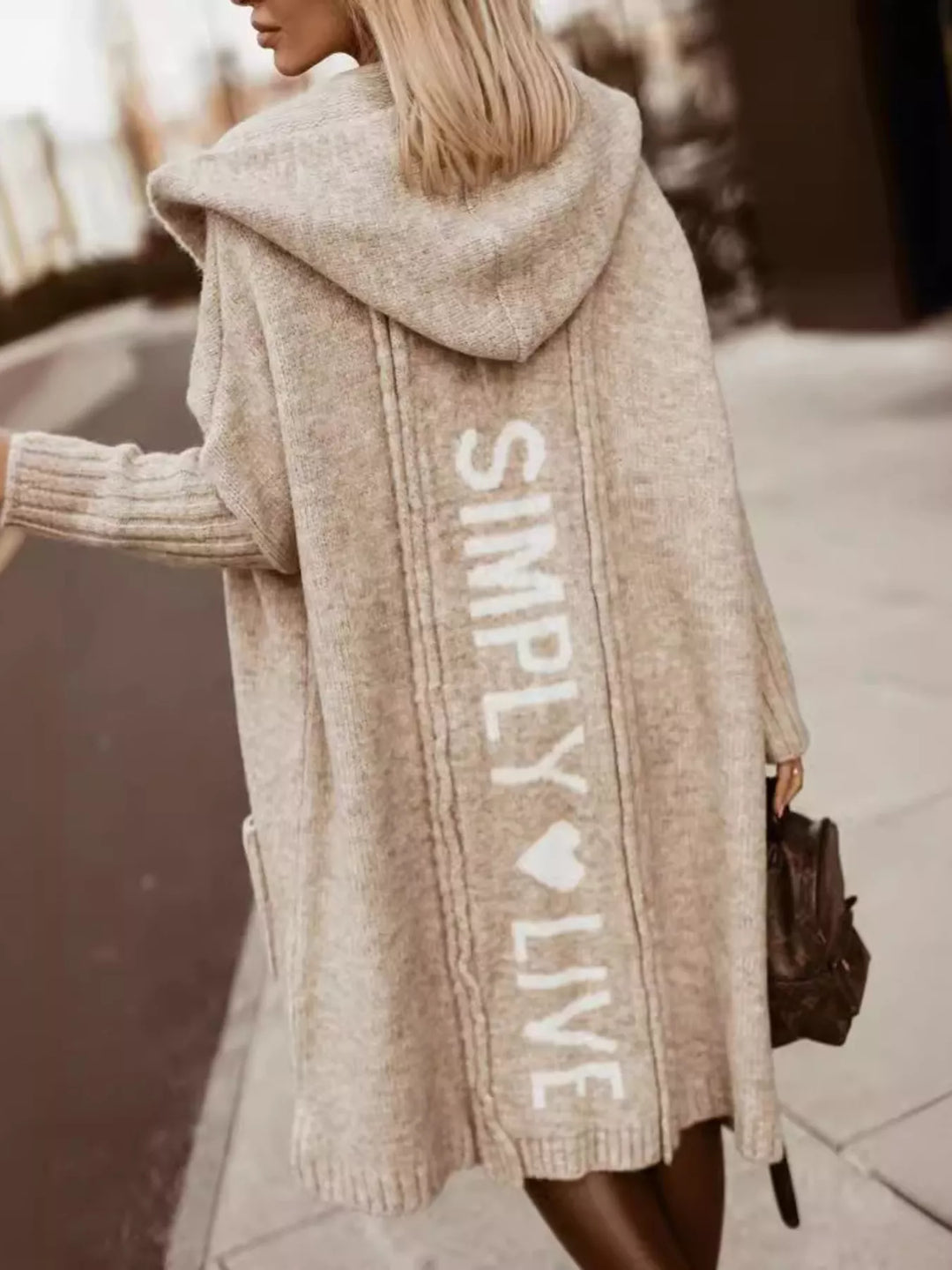 Full Size Hooded Knit Open Front Cardigan Plus Size