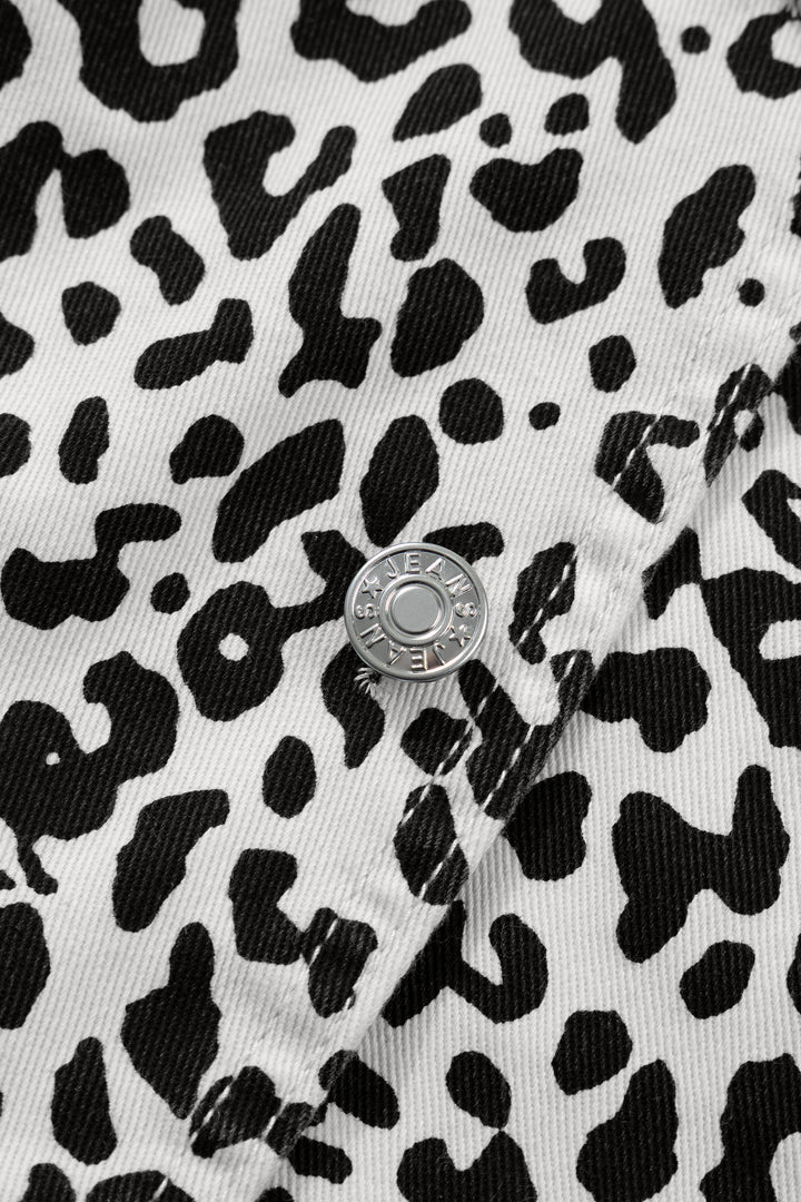 Brown Leopard Print Button Overlap Denim Shorts