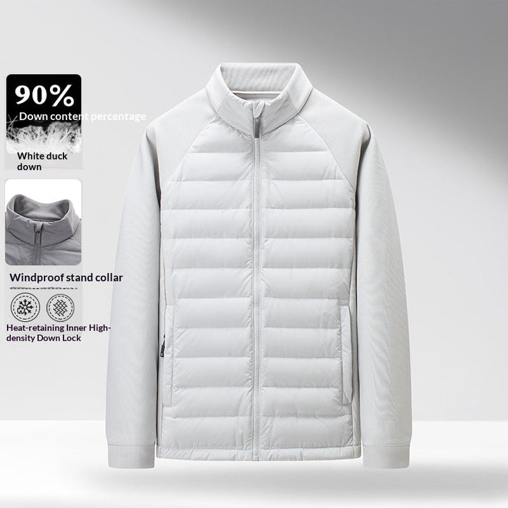 Mens Stand-Up Collar Patchwork Lightweight & Warm Down Jacket