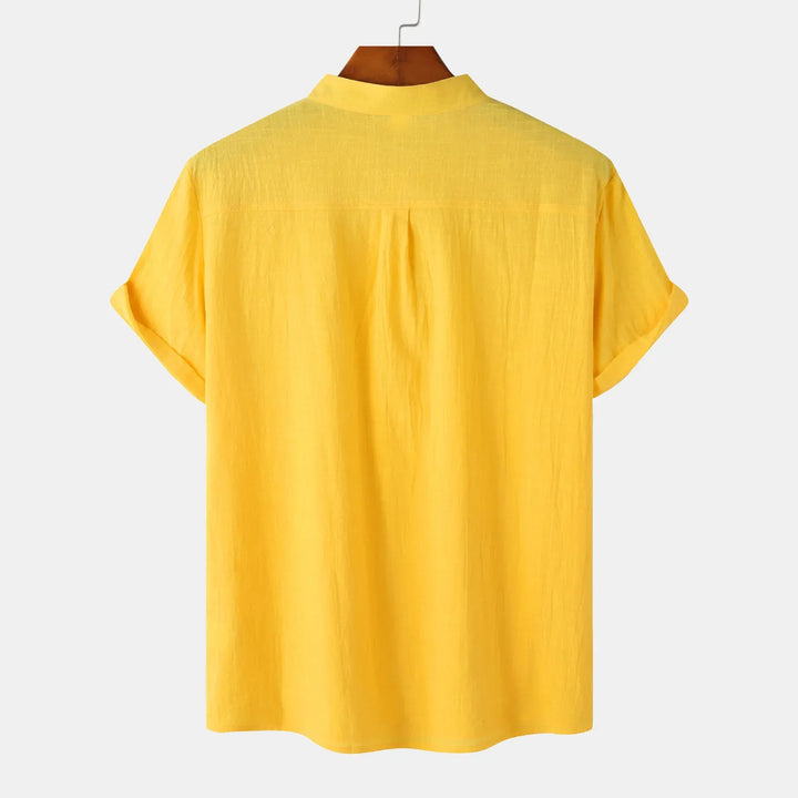 Men's Mandarin Collar Short Sleeve Henley Shirt