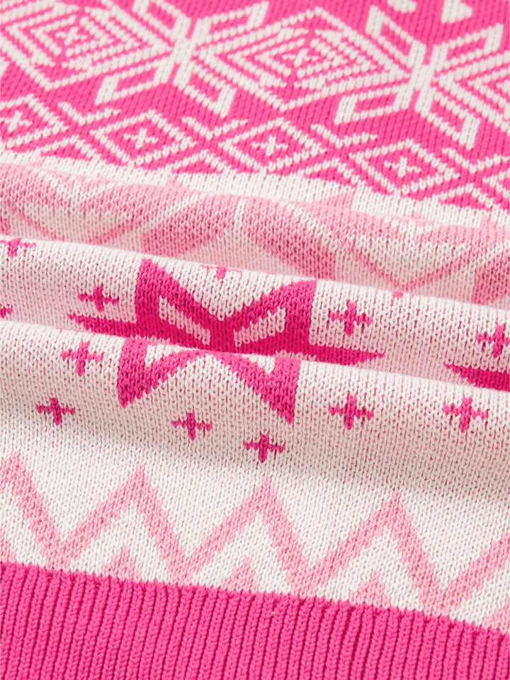 Christmas Snowflake Quarter Zip Collard Sweater
