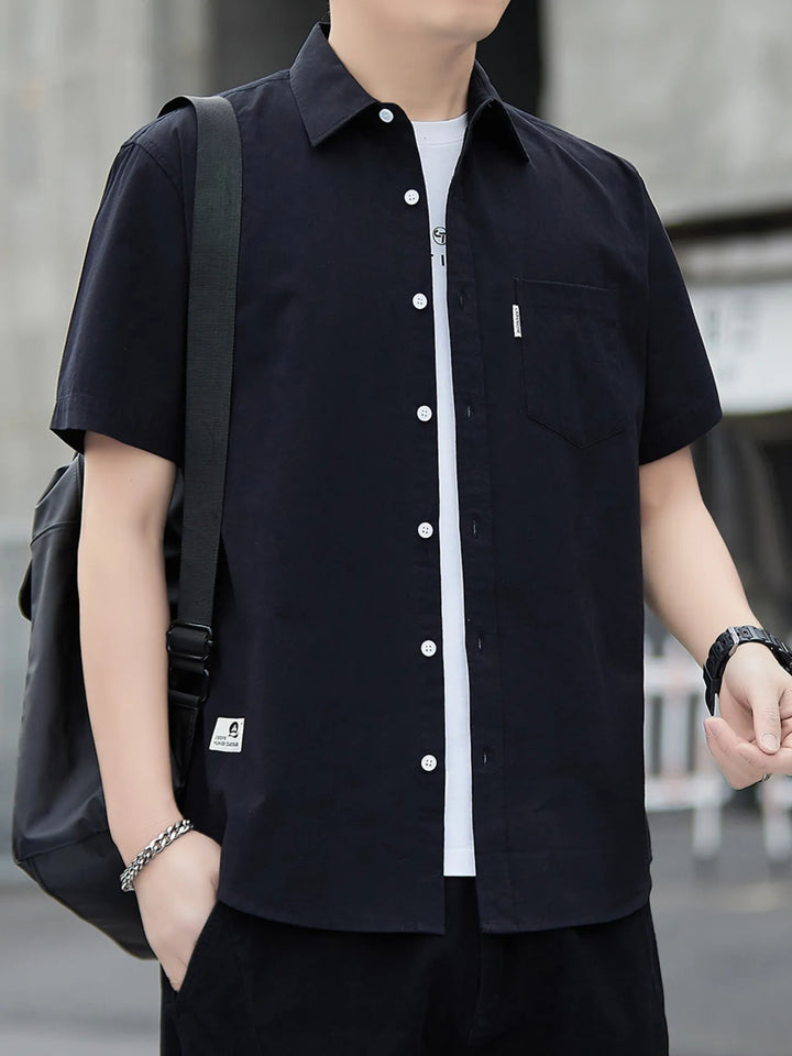 Men's Plus Size Short Sleeve Button-Up Casual Shirt