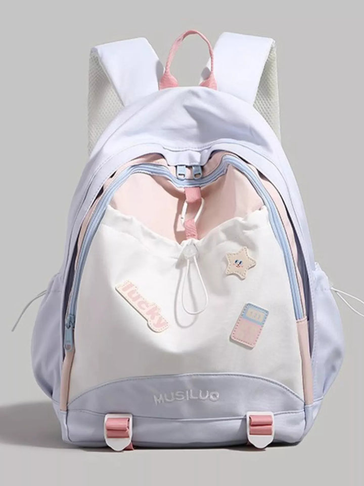 Drawstring Contrast Backpack Bag