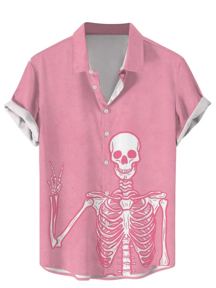 Men's Plus Size Printed Button Up Short Sleeve Shirt