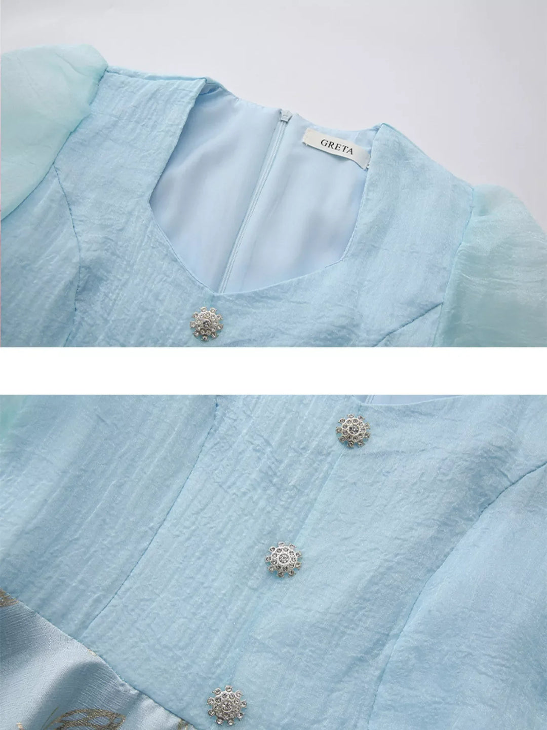 Butterfly Print Puff Sleeve Dress
