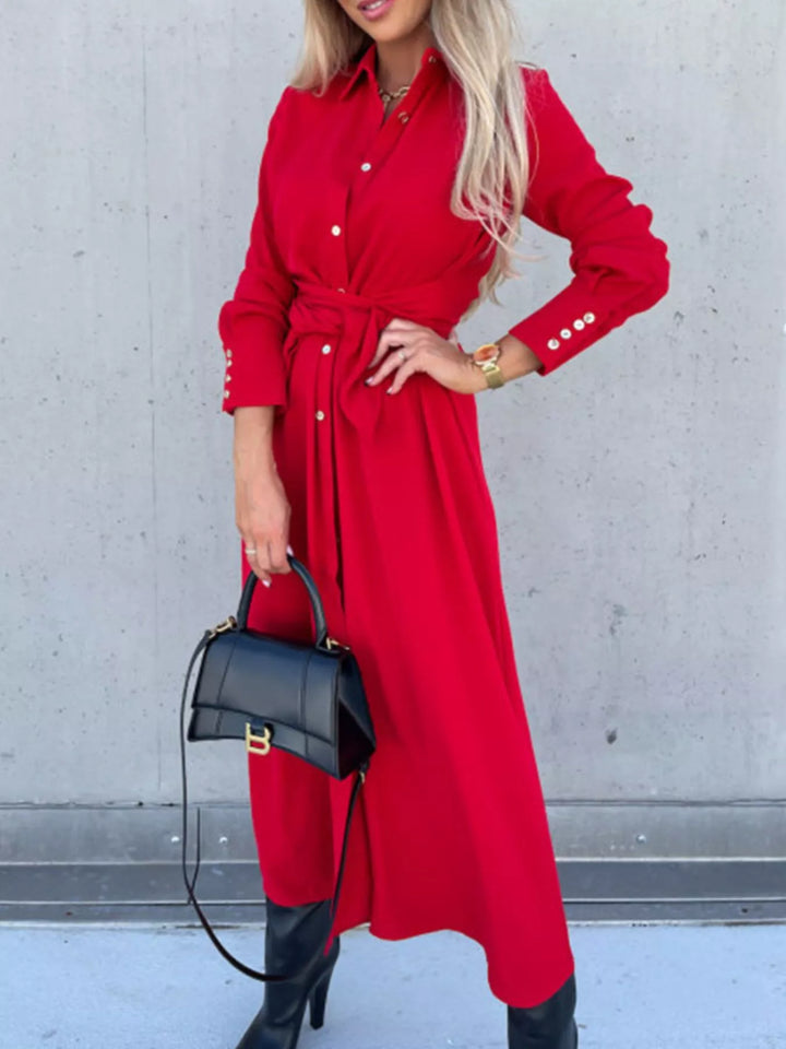 Full Size Button Front Shirt Dress Plus Size