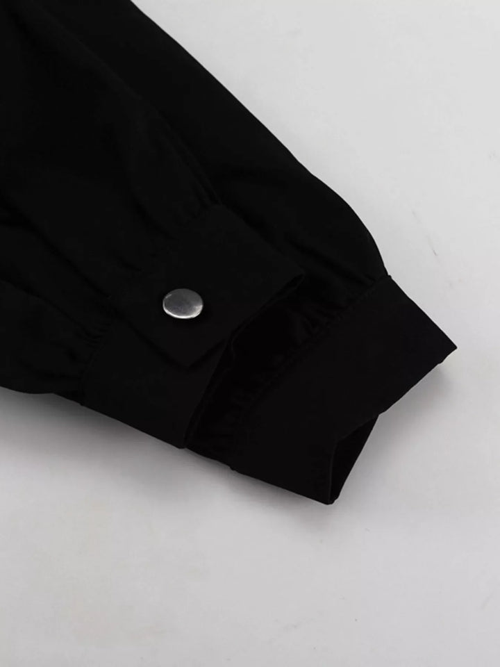 Puff Sleeve Contrast Collar Dress