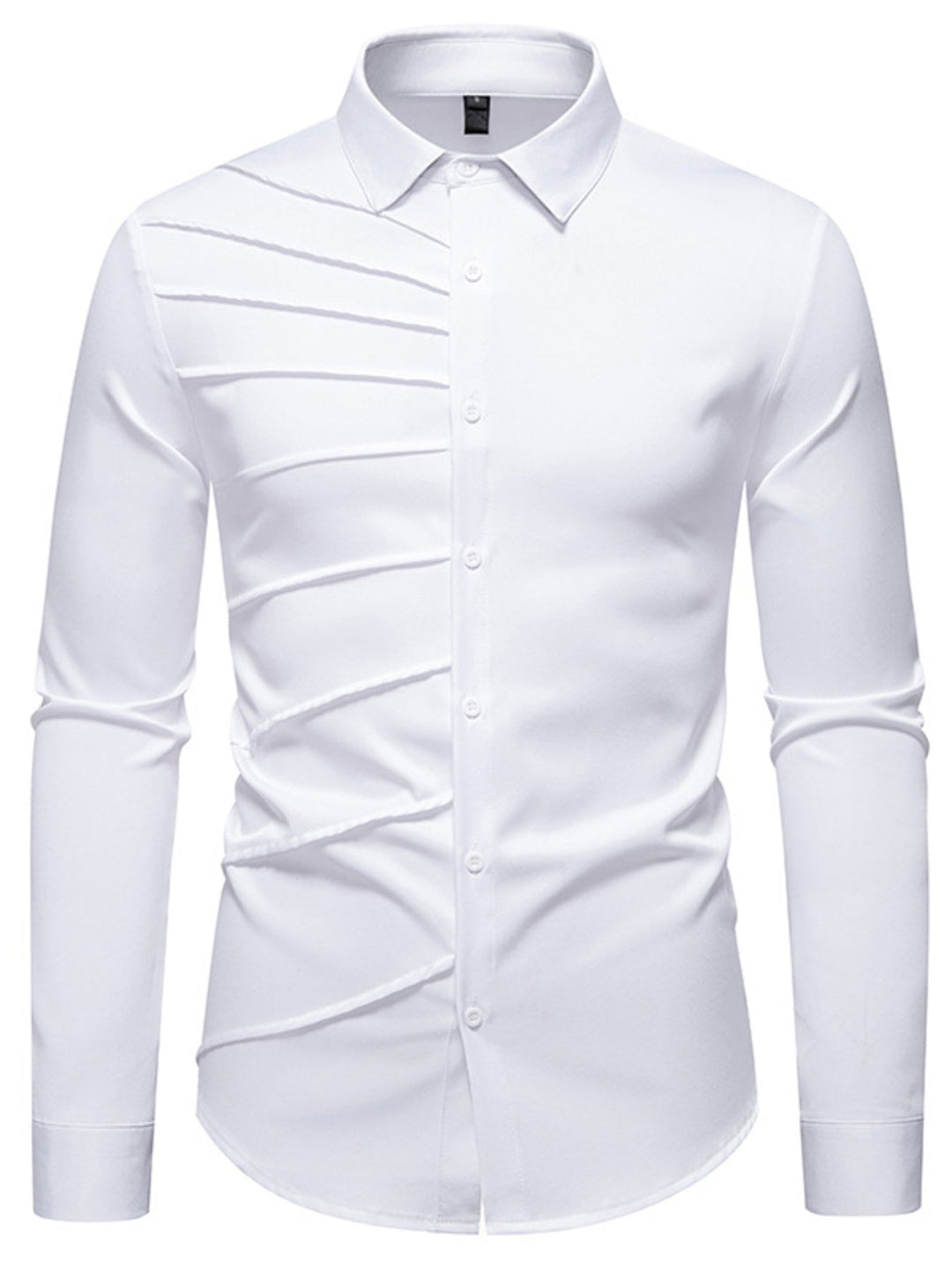 Men's Slim Fit Ruched Long Sleeve Shirt