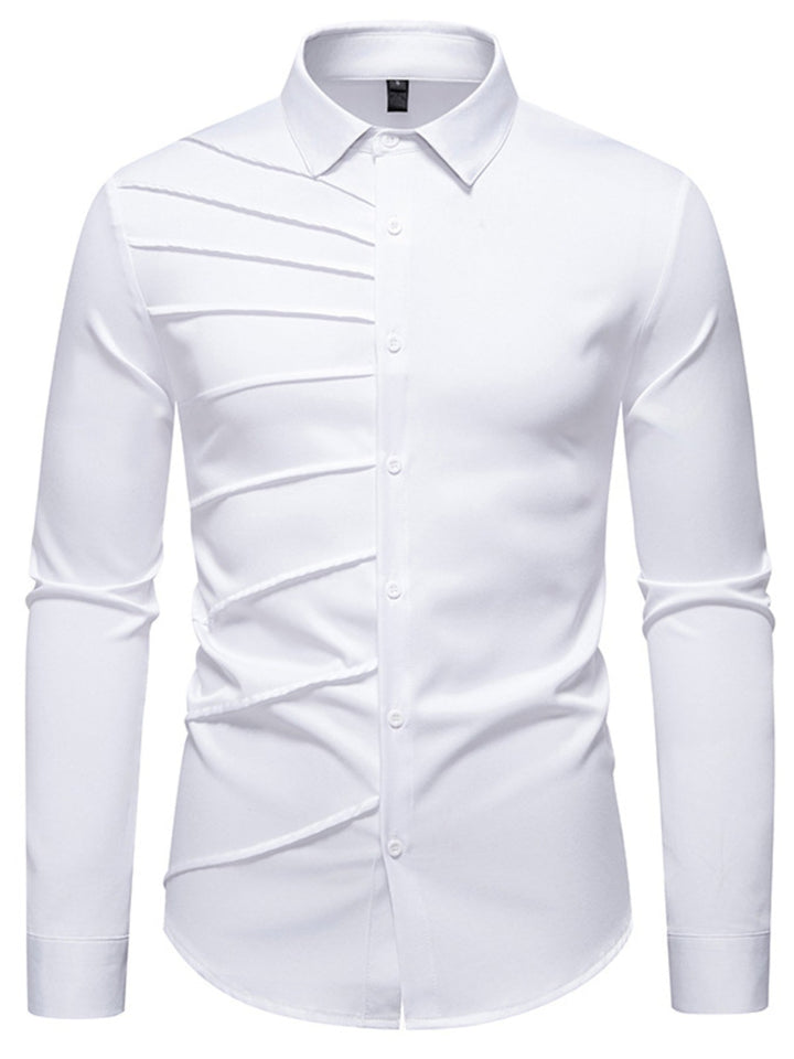 Men's Slim Fit Ruched Long Sleeve Shirt
