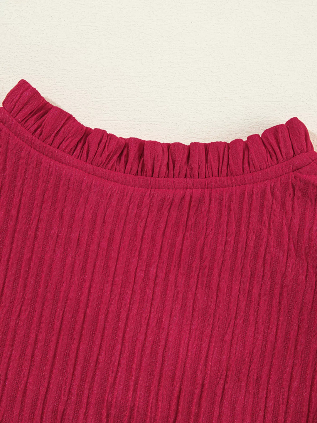 Textured Ruffled Trim Loose Fit Mini Dress