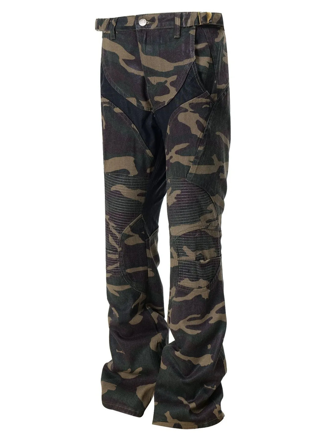 Men's Camouflage Bootcut Jeans with Seam Detail