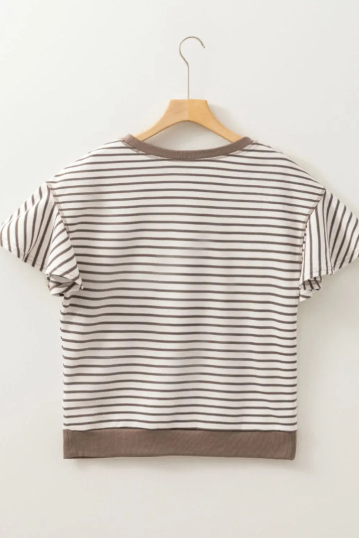 Sequin Striped Round Neck T-Shirt