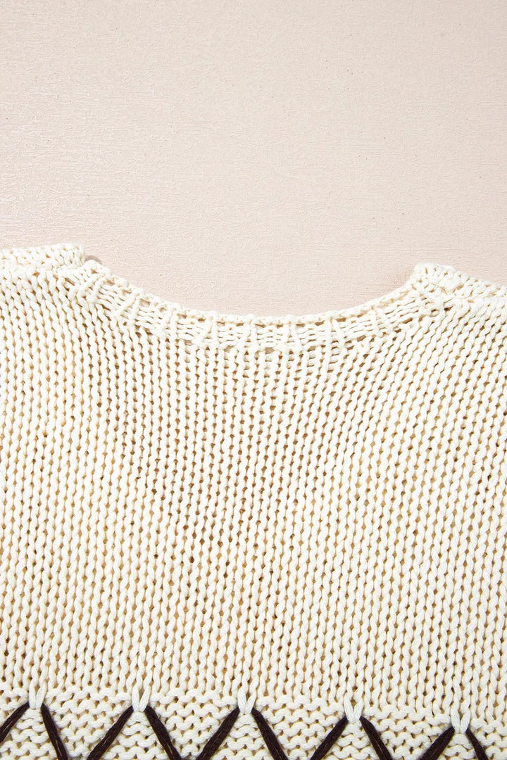 V-Neck Knit Long Sleeve Sweater