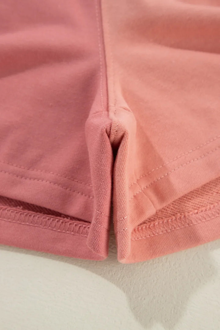 Color Block Round Neck Top and Shorts Set