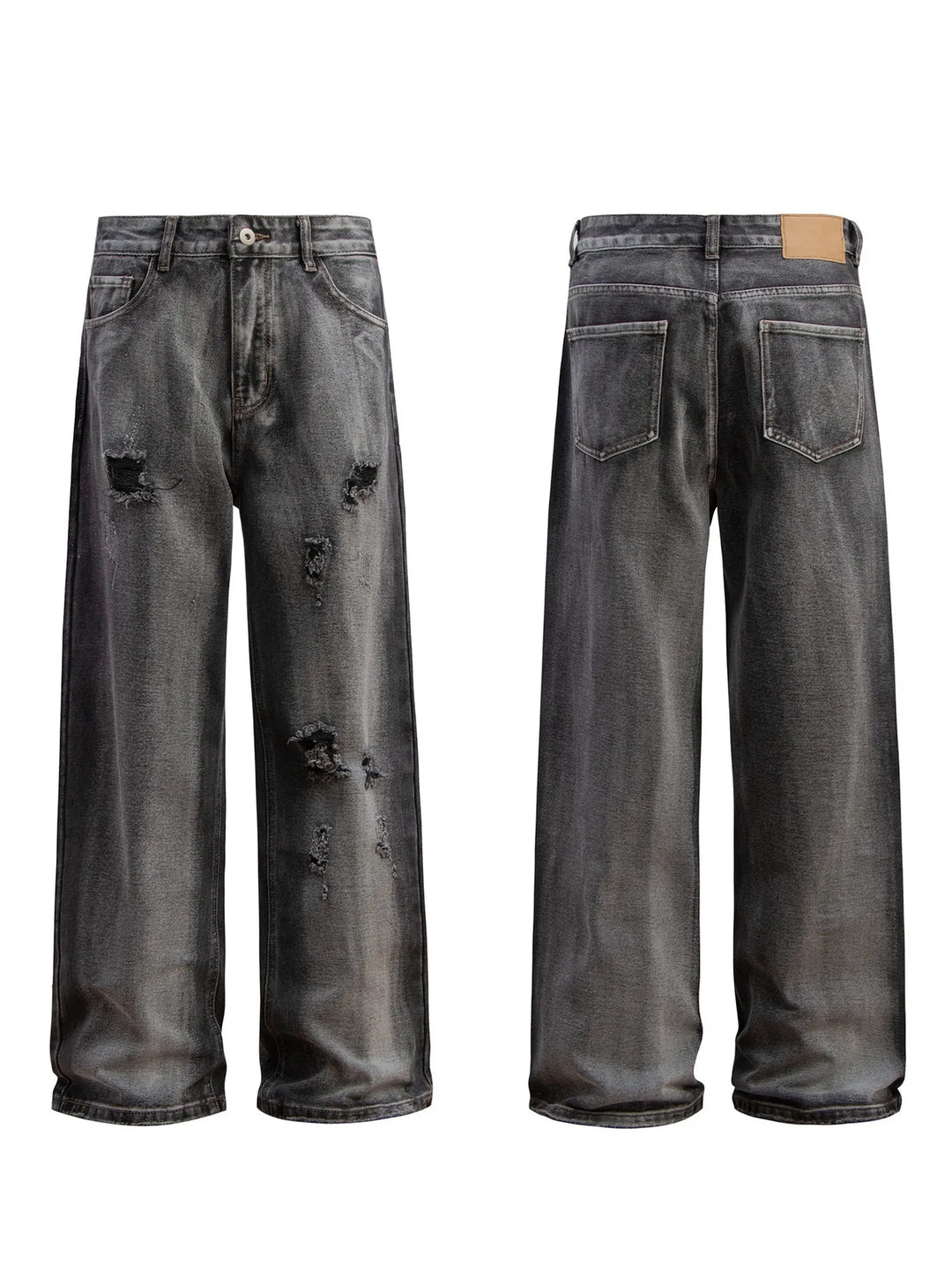Men's Distressed Wide-Leg Jeans