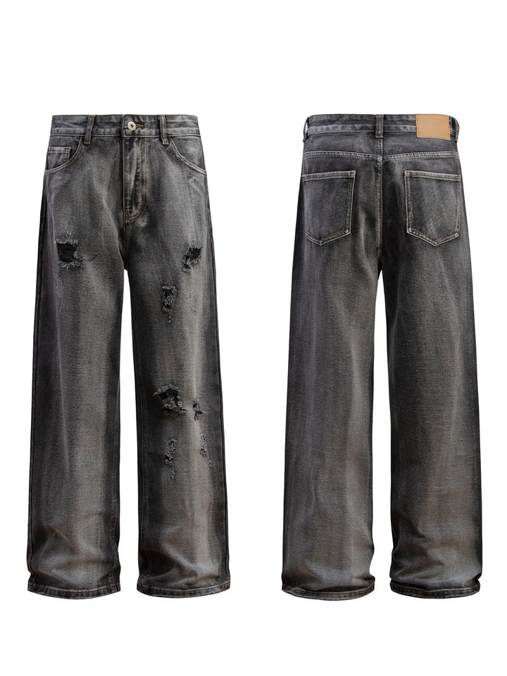 Men's Distressed Wide-Leg Jeans