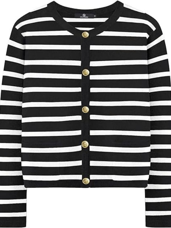 Striped Button-Up Cardigan