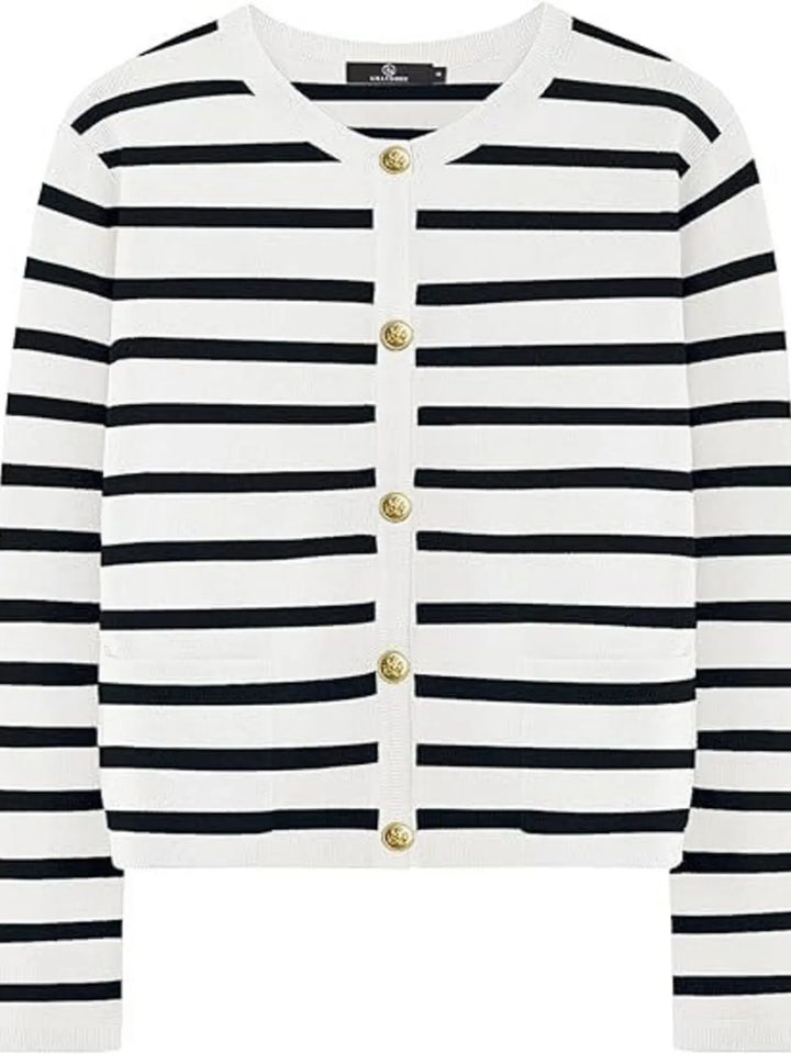 Striped Button-Up Cardigan